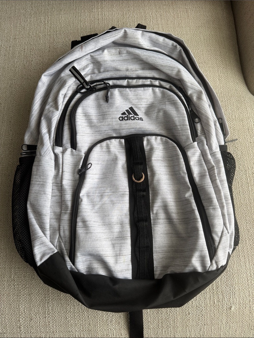 adidas Light Gray and Black Multi-Pocket Backpack